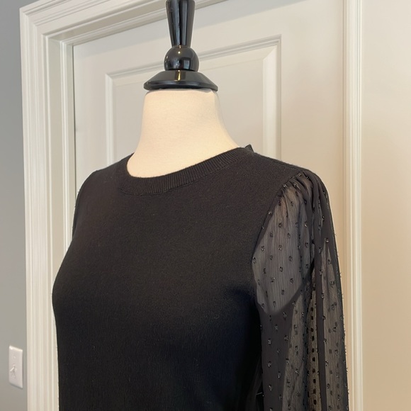 NWT • LOFT • Black Women's Top w sheer sleeves. - Picture 9 of 16